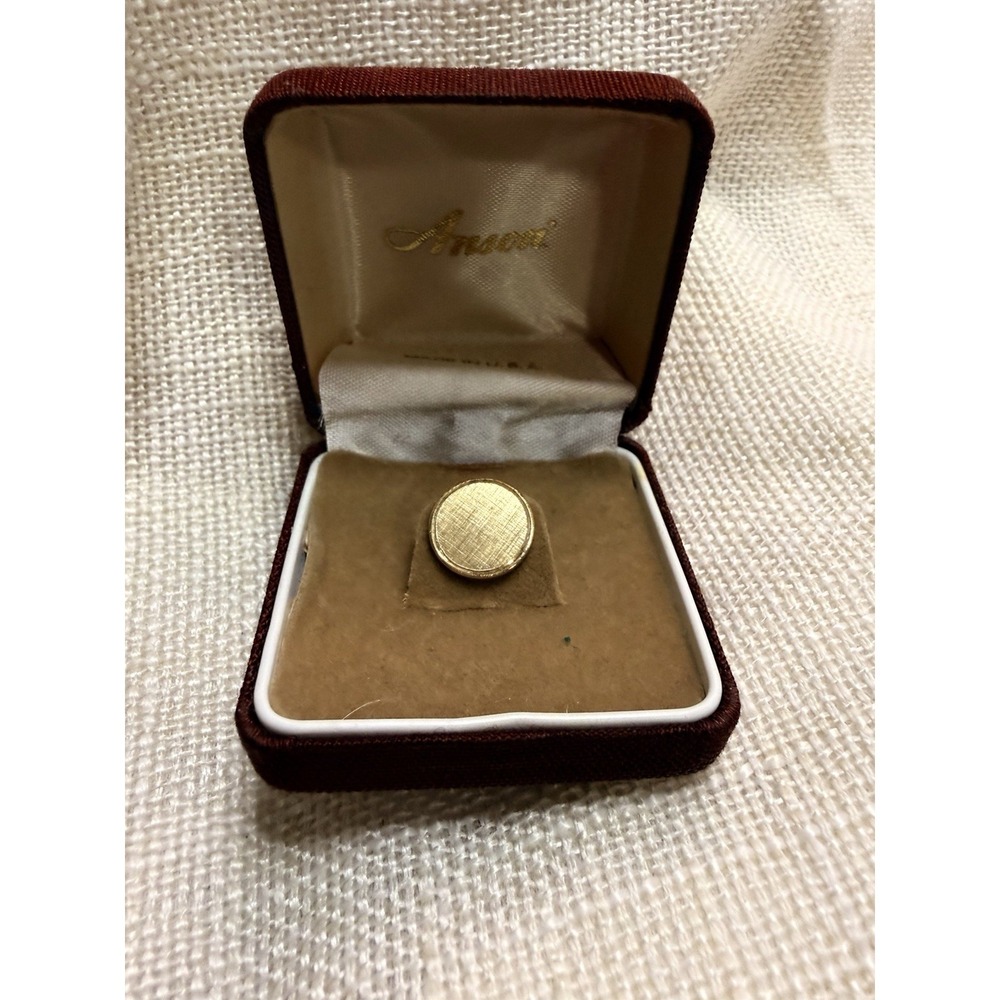 Vintage Anson Gold Tone Oval Tie Tack Chain Bar Mens Lapel Pin Made In USA - Picture 4 of 6